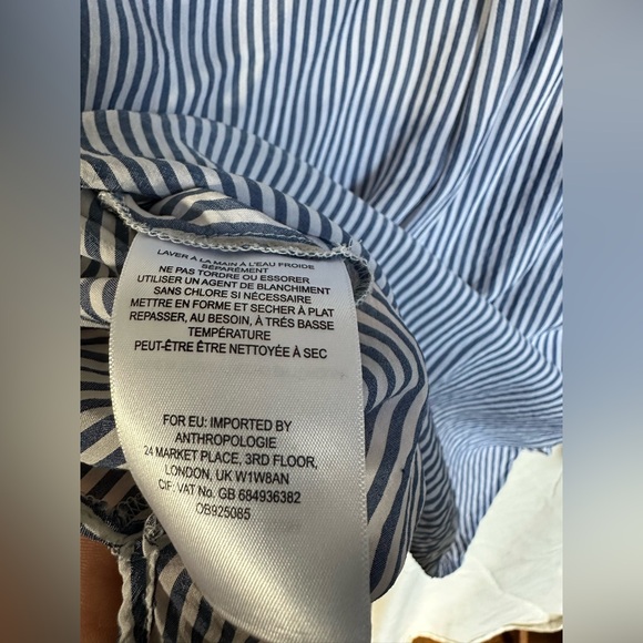 Anthropologie Maeve Blue Sadie Striped Button-Up Top Small Petite - Picture 5 of 10
